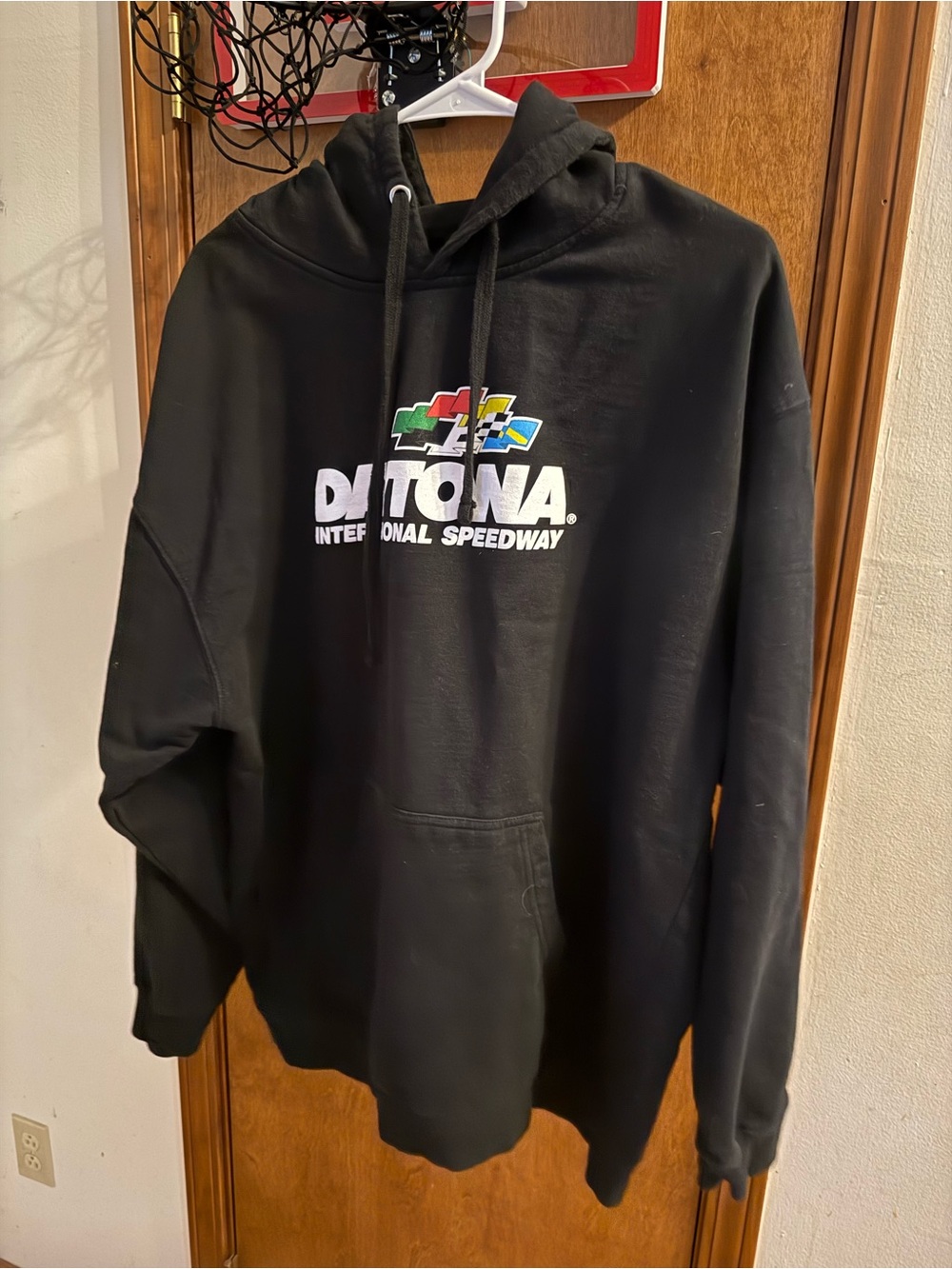 Nascar Black Daytona International Speedway Hoodie with Multicolor Logo